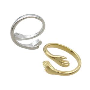 Copper Ring Love Embrace Adjustable Mixed, approx 5.5mm, 18mm dia