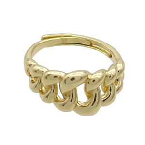Copper Ring Adjustable Gold Plated, approx 10.5mm, 18mm dia