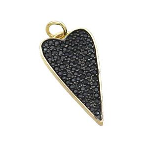 Copper Arrowhead Pendant Pave Black Zircon Gold Plated, approx 12.5-22mm