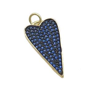 Copper Arrowhead Pendant Pave Blue Zircon Gold Plated, approx 12.5-22mm