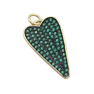 Copper Arrowhead Pendant Pave Green Zircon Gold Plated, approx 12.5-22mm