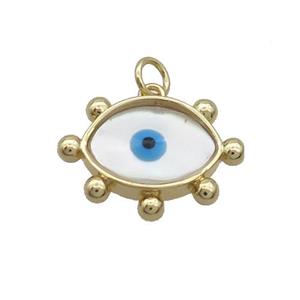 Copper Eye Pendant Pave Shell Evil Eye Gold Plated, approx 16-20mm