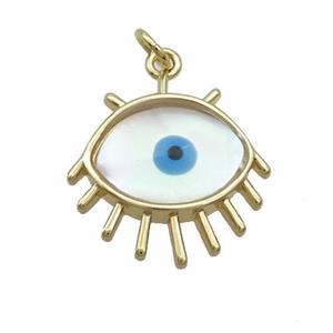 Copper Eye Pendant Pave Shell Evil Eye Gold Plated, approx 20mm
