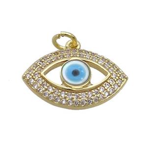 Copper Eye Pendant Pave Shell Evil Eye Gold Plated, approx 12-20mm