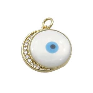 Copper Moonsun Pendant Pave Shell Evil Eye Gold Plated, approx 16-18mm
