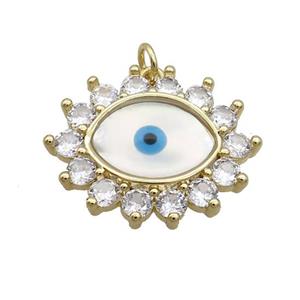 Copper Eye Pendant Pave Shell Evil Eye Gold Plated, approx 20-25mm