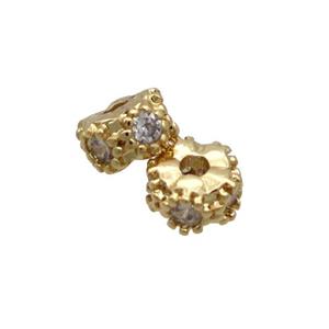 Copper Rondelle Beads Pave Zircon Gold Plated, approx 4mm