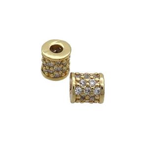 Copper Tube Beads Pave Zircon Gold Plated, approx 6mm, 2mm hole