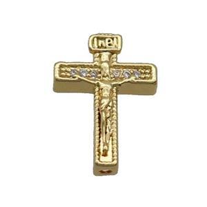Copper Beadcaps Pave Zircon Jesus Gold Plated, approx 13-19mm
