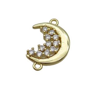 Copper Moon Connector Pave Zircon Gold Plated, approx 14-16mm