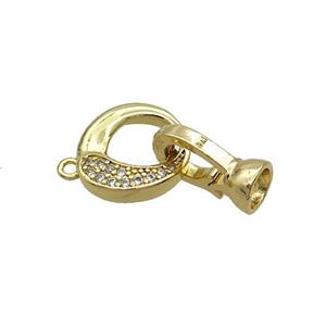 Copper Clasp Pave Zircon Gold Plated, approx 12-25mm