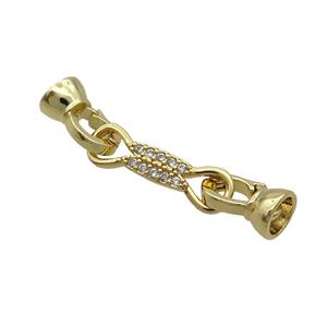 Copper Clasp Pave Zircon Gold Plated, approx 20mm, 6-11mm
