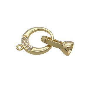 Copper Clasp Pave Zircon Gold Plated, approx 14mm, 6-11mm