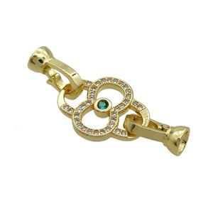 Copper Clasp Pave Zircon Infinity Gold Plated, approx 16-21mm, 6-13mm