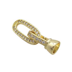 Copper Clasp Pave Zircon Gold Plated, approx 8-16mm, 6-15mm