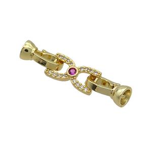Copper Clasp Pave Zircon Gold Plated, approx 8-15mm, 6-13mm