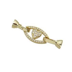 Copper Clasp Pave Zircon Heart Gold Plated, approx 10-19mm, 6-13mm