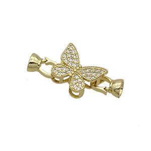 Copper Clasp Pave Zircon Butterfly Gold Plated, approx 14-17mm, 6-11mm