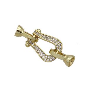 Copper Clasp Pave Zircon Gold Plated, approx 14-19mm, 6-13mm