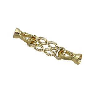 Copper Clasp Pave Zircon Knot Gold Plated, approx 9-23mm, 6-13mm