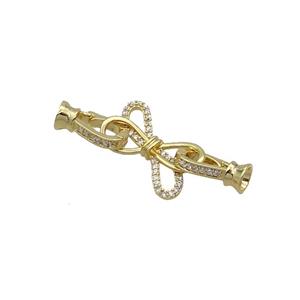 Copper Clasp Pave Zircon Infinity Gold Plated, approx 11-19mm, 6-13mm