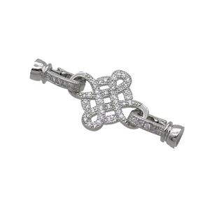 Copper Clasp Pave Zircon Bowknot Platinum Plated, approx 16mm, 6-13mm