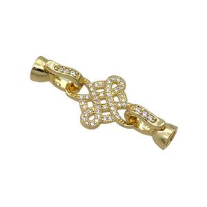 Copper Clasp Pave Zircon Bowknot Gold Plated, approx 16mm, 6-13mm