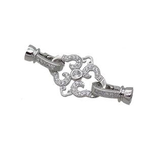 Copper Clasp Pave Zircon Platinum Plated, approx 15-19mm, 6-13mm