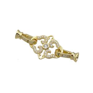 Copper Clasp Pave Zircon Gold Plated, approx 15-19mm, 6-13mm