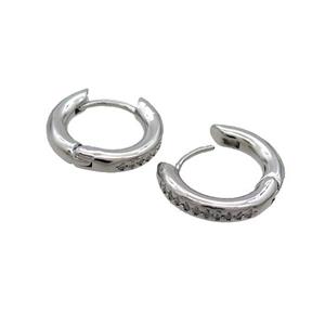 Copper Hoop Earring Pave Zircon Platinum Plated, approx 14mm