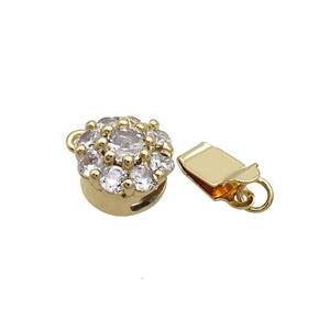 Copper Clasp Pave Zircon Slide 18K Gold, approx 11mm