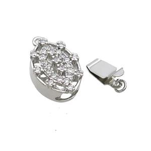 Copper Clasp Pave Zircon Slide Platinum Plated, approx 12-19mm