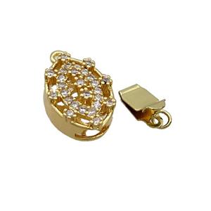 Copper Clasp Pave Zircon Slide 18K Gold, approx 12-19mm