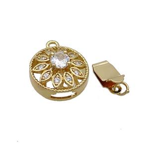 Copper Clasp Pave Zircon Slide 18K Gold, approx 14mm