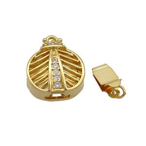 Copper Clasp Pave Zircon Slide 18K Gold, approx 14-16mm