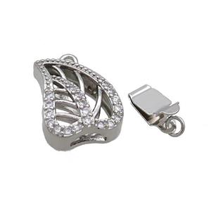 Copper Clasp Pave Zircon Slide Platinum Plated, approx 13-19mm