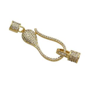 Copper Clasp Pave Zircon 18K Gold, approx 15-30mm, 6mm