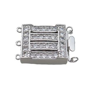 Copper Clasp Pave Zircon Slide Platinum Plated, approx 22-25mm
