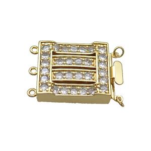 Copper Clasp Pave Zircon Slide 18K Gold, approx 22-25mm