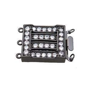 Copper Slide Clasp Pave Zircon Black Plated, approx 22-25mm
