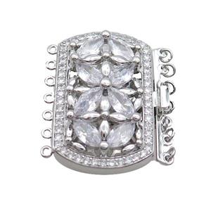Copper Slide Clasp Pave Zircon Platinum Plated, approx 26-43mm