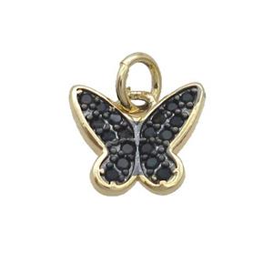 Copper Butterfly Pendant Pave Zircon Gold Plated, approx 9-11mm