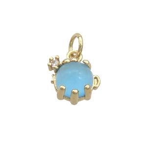 Copper Pendant Pave Blue Crystal Glass Gold Plated, approx 8-10mm