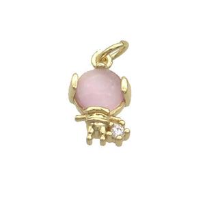 Copper Kids Pendant Pave Pink Crystal Glass Gold Plated, approx 8-10mm
