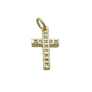 Copper Cross Pendant Pave Zircon Gold Plated, approx 11-22mm