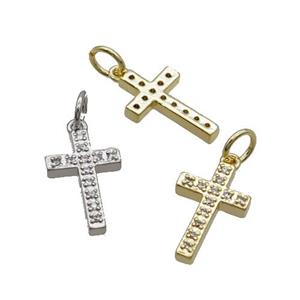 Copper Cross Pendant Pave Zircon Mixed, approx 11-22mm