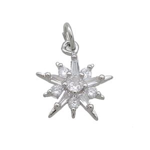 Copper Northstar Pendant Pave Zircon Platinum Plated, approx 14mm