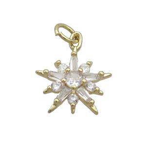Copper Northstar Pendant Pave Zircon Gold Plated, approx 14mm