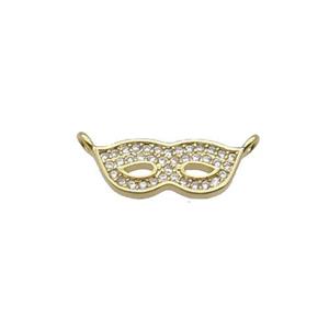 Copper Eyemask Pendant Pave Zircon 2loops Gold Plated, approx 7-17mm
