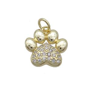 Copper Paw Pendant Pave Zircon Gold Plated, approx 13-14mm